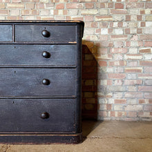Load image into Gallery viewer, Antique Victorian Pine Black Original Paint Chest Of Drawers