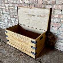 Load image into Gallery viewer, Antique Old Pine Painted Blanket Box Chest Linen Trunk