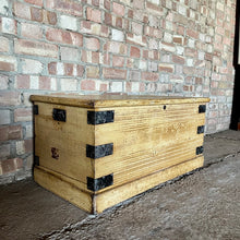 Load image into Gallery viewer, Antique Old Pine Painted Blanket Box Chest Linen Trunk
