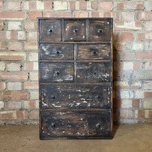 Load image into Gallery viewer, Antique Old Pine Scratch Built Bank of Drawers Apothecary Engineers