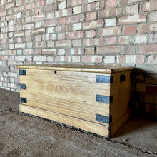 Load image into Gallery viewer, Antique Old Pine Painted Blanket Box Chest Linen Trunk