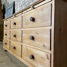 Load image into Gallery viewer, Antique Old Pine Bank Of Drawers Sideboard Eastern European
