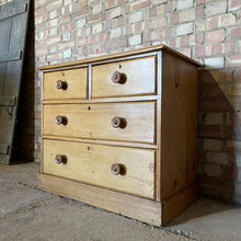 Load image into Gallery viewer, Antique Victorian Old Pine Chest of Drawers Two over Two
